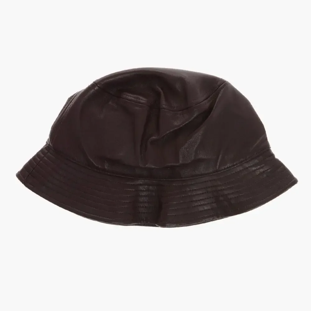 Stand Studio NWT Vida Faux Leather Grained Bucket Hat Burgundy Small